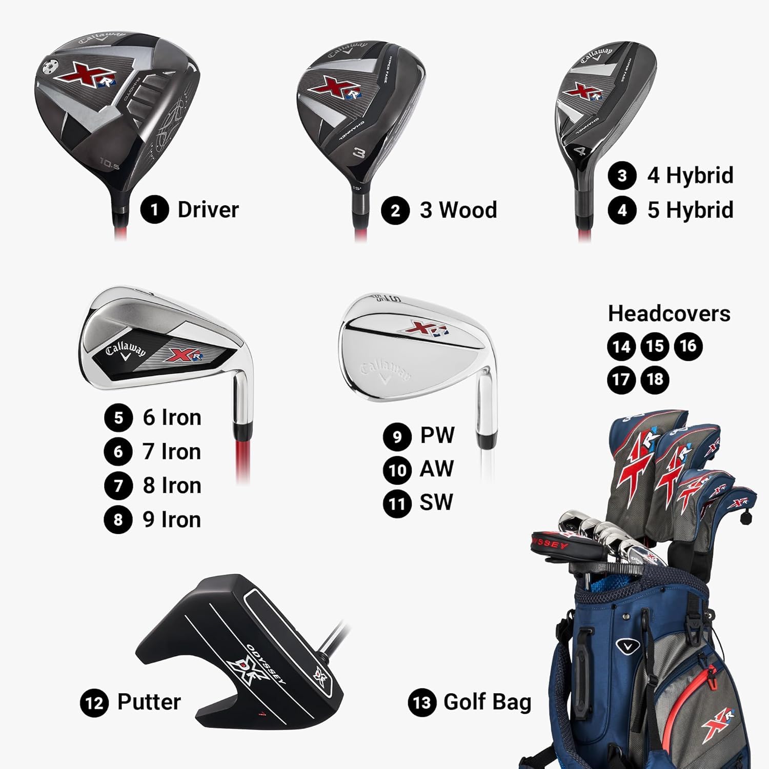 Callaway Elyte XR Taylormadeクラブセット Callaway Golf XR 13 Piece Men's Complete Package Set - Left Hand